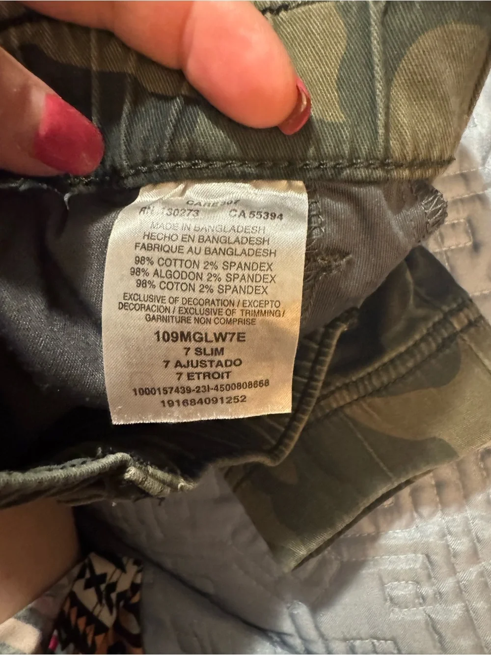 Camo Cargo Pants with Elastic Ankles size 7 slim